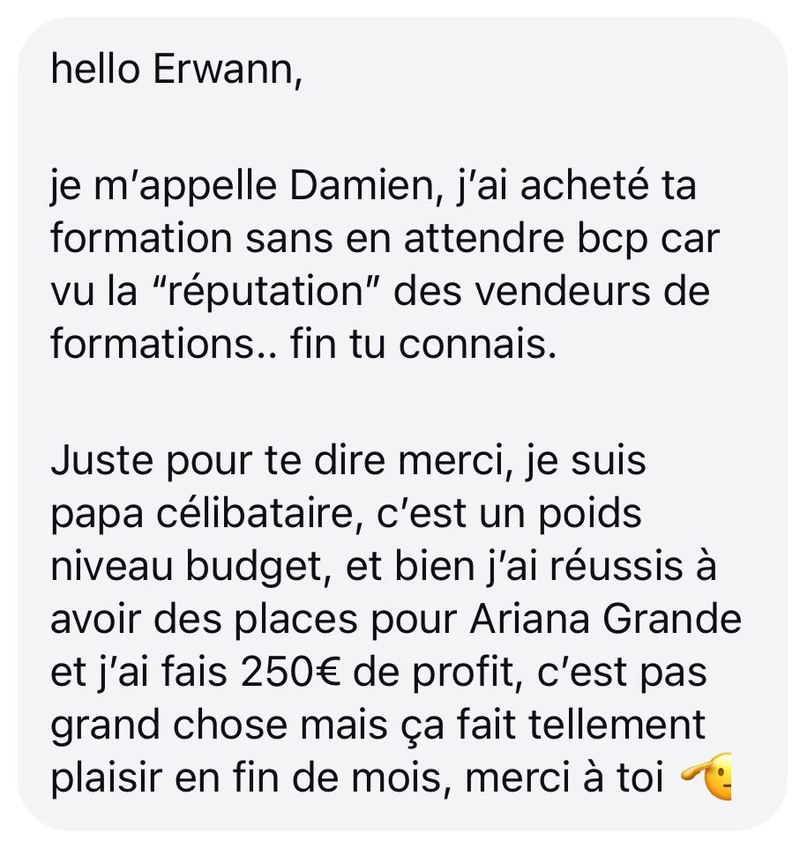 Témoignage élève Damien · 250€ de profit Ariana Grande